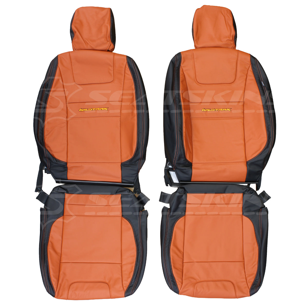 LEATHER SEATS TRIM KIT SKINS FOR FORD RANGER WILDTRAK 5 SEATS TAN/ORANGE