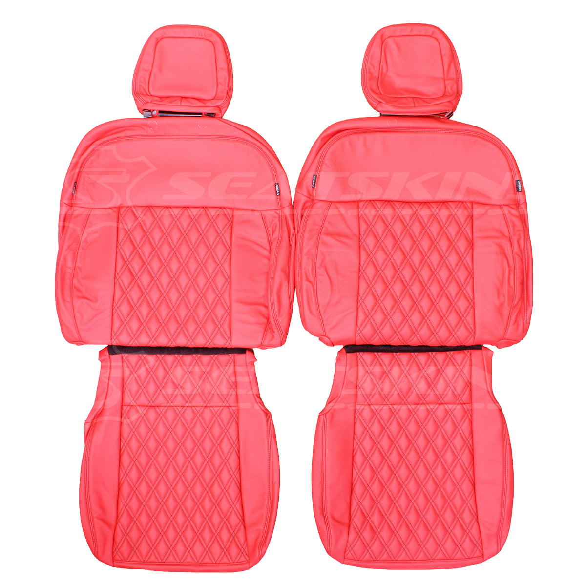 LEATHER SEATS TRIM KIT SKINS FOR KIA PV5 CARGO 2 FRONT SEATS RED DIAMOND STITCH (Copy)