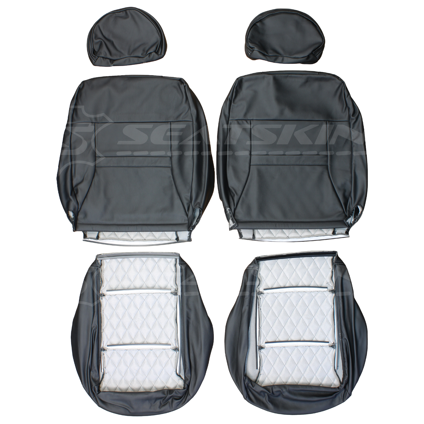 LEATHER SEATS TRIM KIT SKINS FOR FORD AU XR SEDAN SILVER DIAMOND STITCH 5 SEATS