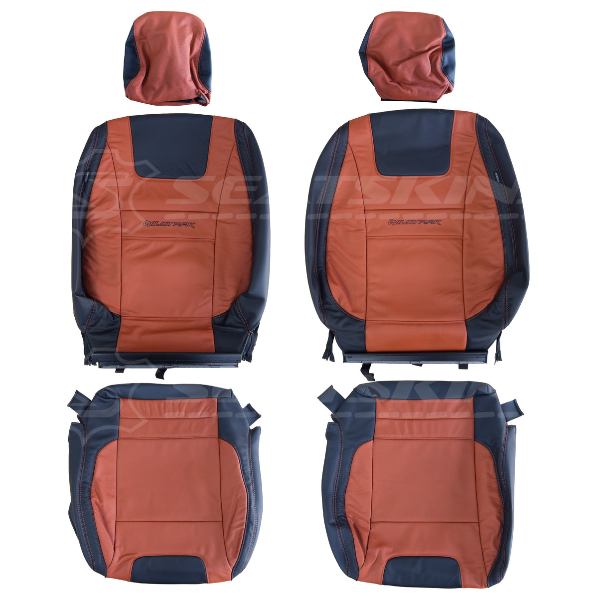 Replacement leather seat trim kit for FORD ranger wildtrack 5 seats tan/orange & black