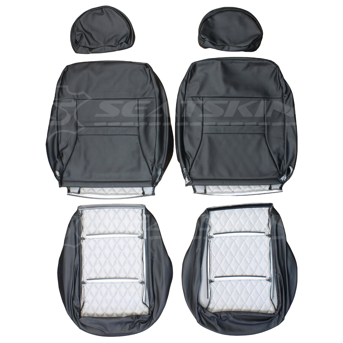 Replacement leather seat trim kit for FORD au XR sedan silver diamond stitch 5 seats – product view 5
