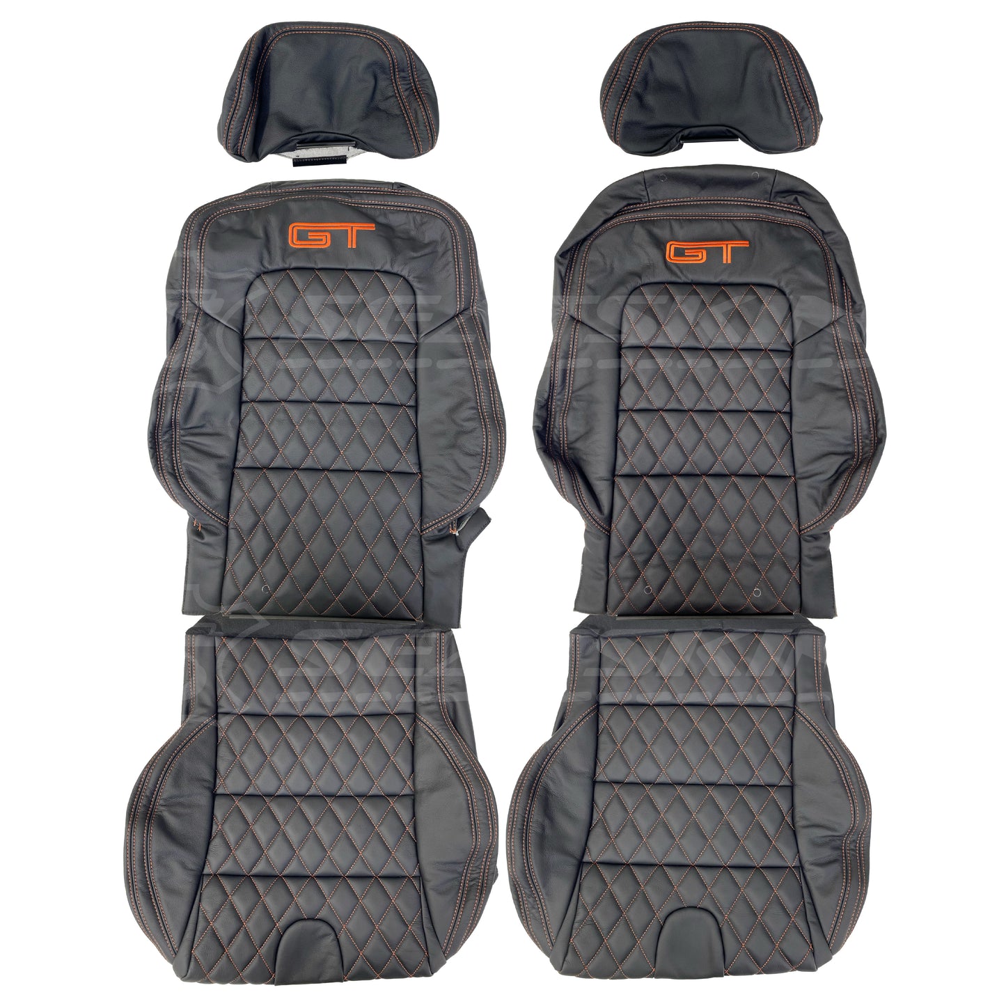 LEATHER SEATS TRIM KIT SKINS FOR FORD/FPV BA/BF FALCON 5 SEATER ORANGE GT LOGO