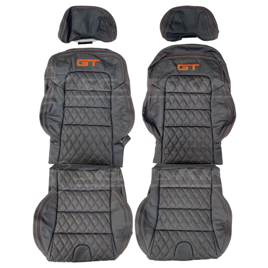LEATHER SEATS TRIM KIT SKINS FOR FORD/FPV BA/BF FALCON 5 SEATER ORANGE GT LOGO