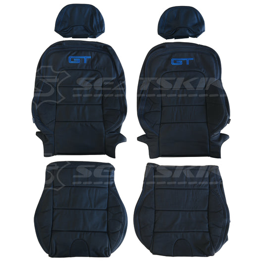 LEATHER SEATS TRIM KIT SKINS FOR FORD/FPV BA/BF FALCON 5 SEATER BLUE GT LOGO