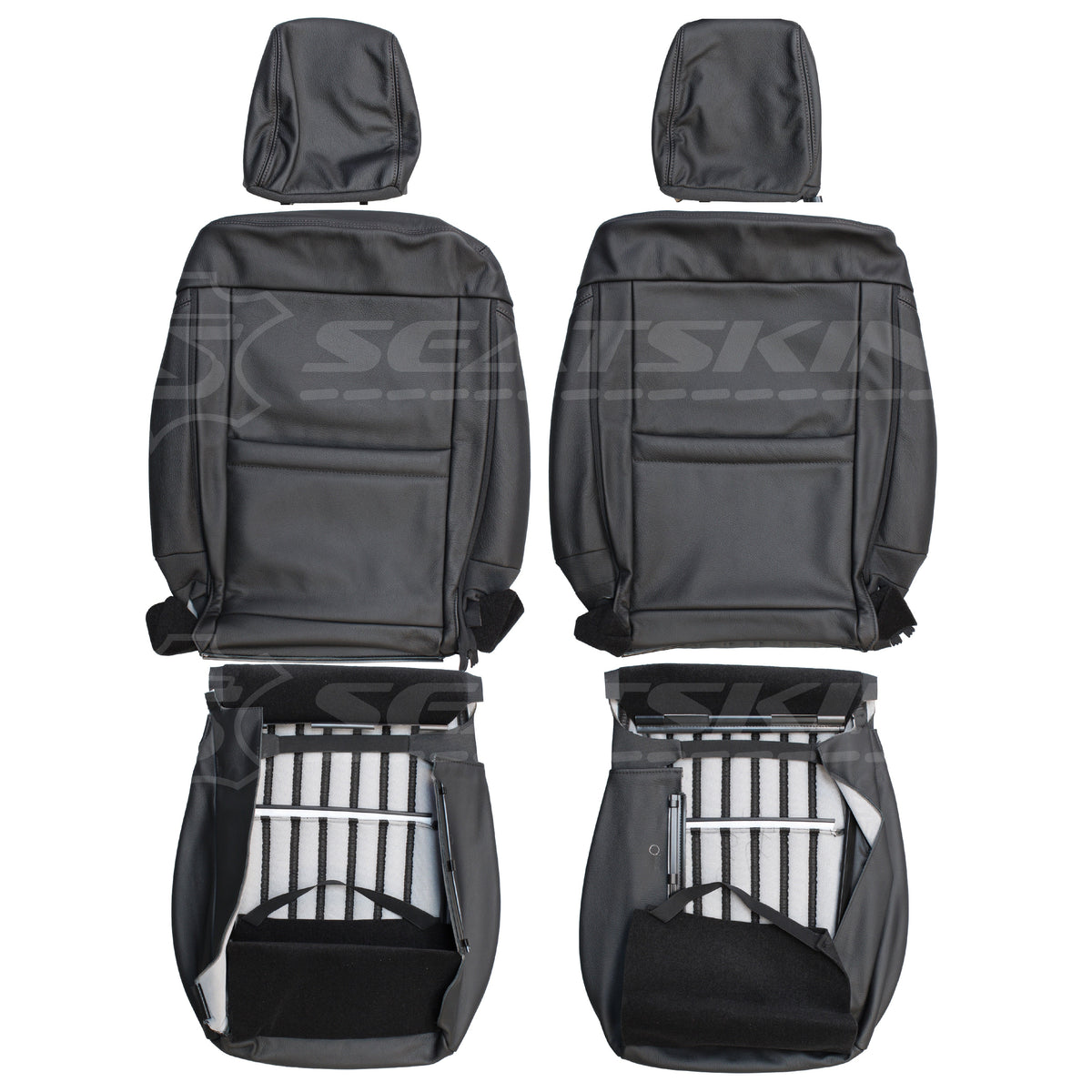 Replacement leather seat trim kit for suzuki jimny xl black & grey leather 2 seats – product view 3