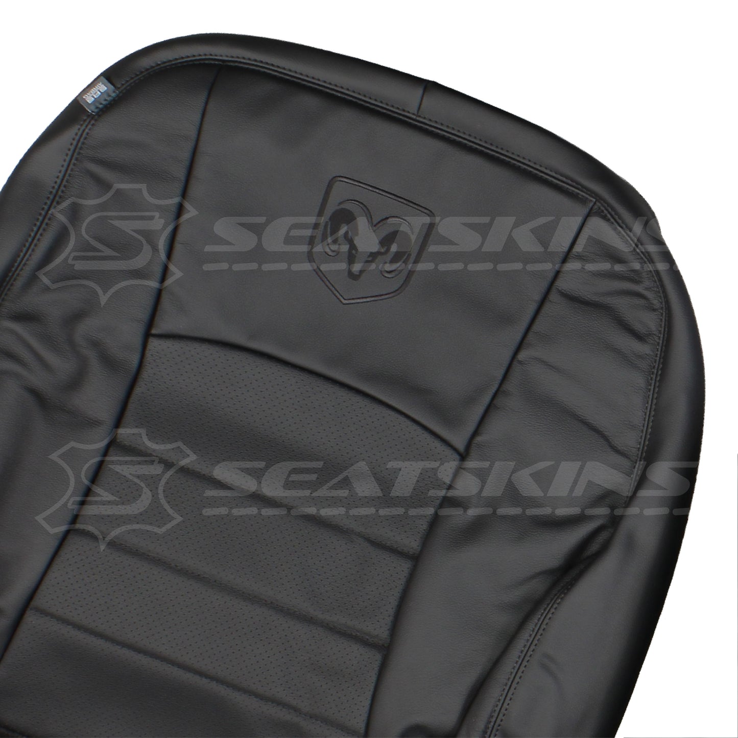 LEATHER SEATS TRIM KIT SKINS FOR RAM CLASSIC 1500 DS BLACK WITH RAM LOGOS
