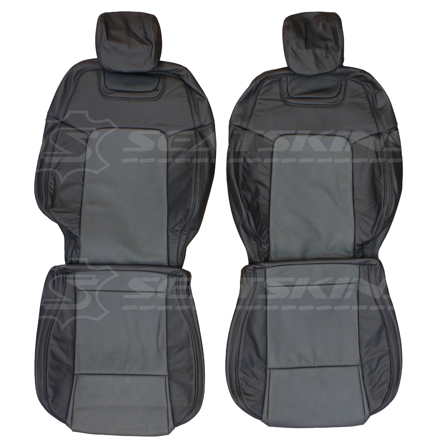 LEATHER SEATS TRIM KIT FOR VE SS SSV 2 SEATS OR UTE ONYX & GREY PERF INSERTS