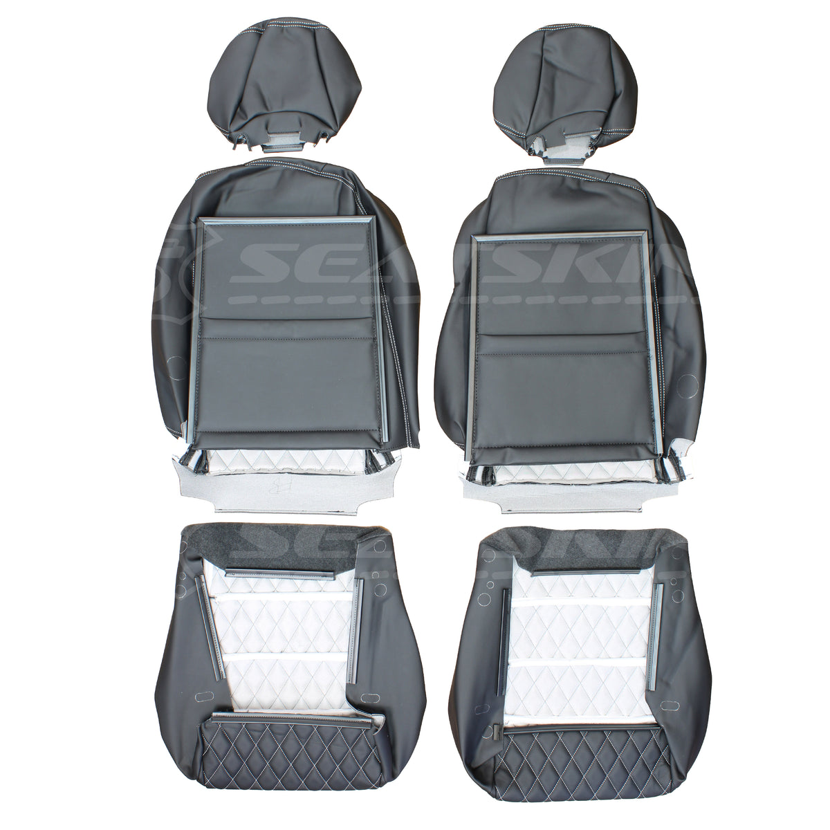 LEATHER SEATS TRIM KIT SKINS FOR FORD FG-X FALCON 2 SEATS XR LOGOS DIAMOND STITCH