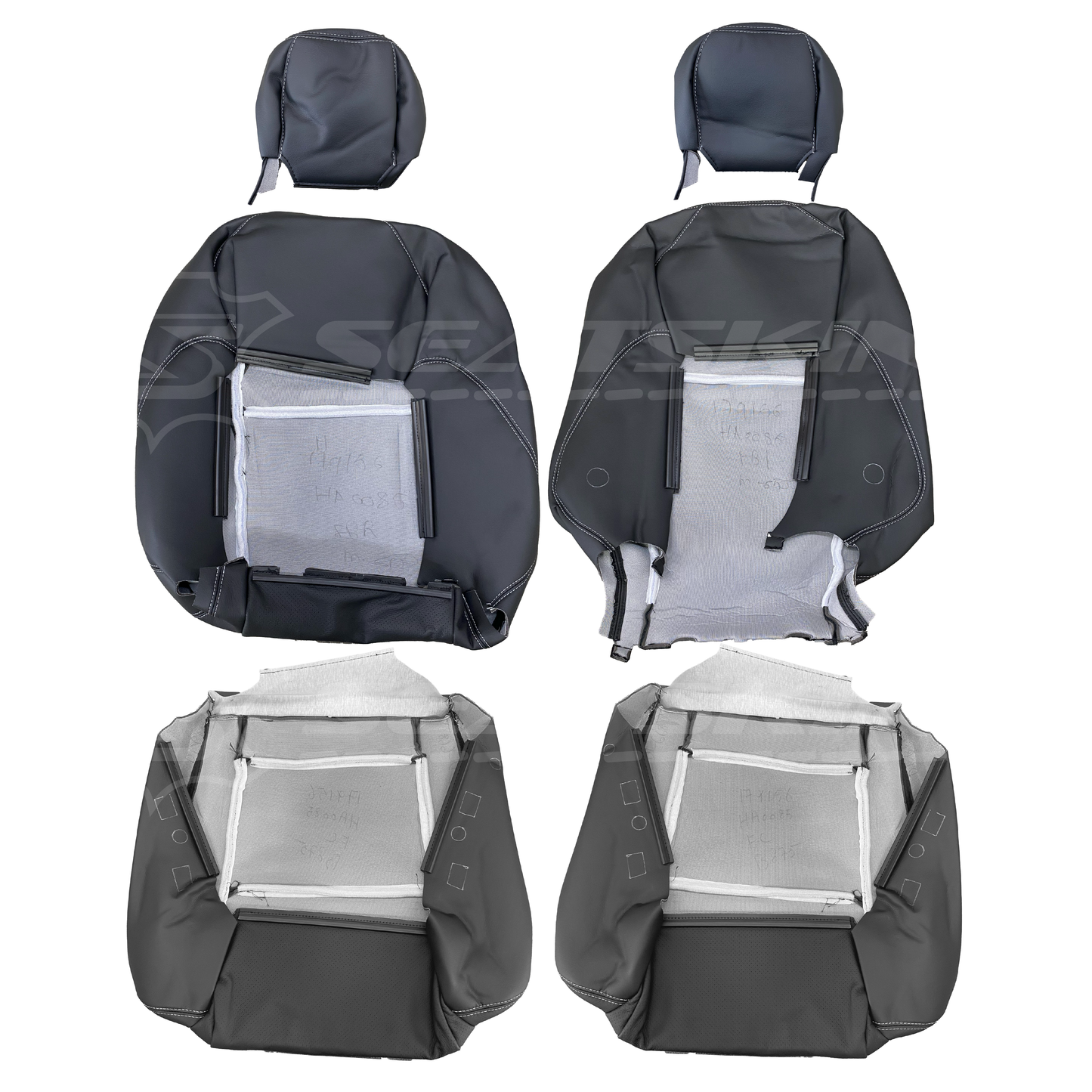LEATHER SEATS TRIM KIT FOR HOLDEN VY S2/VZ SS CREWMAN ANTHRACITE BLACK & SILVER