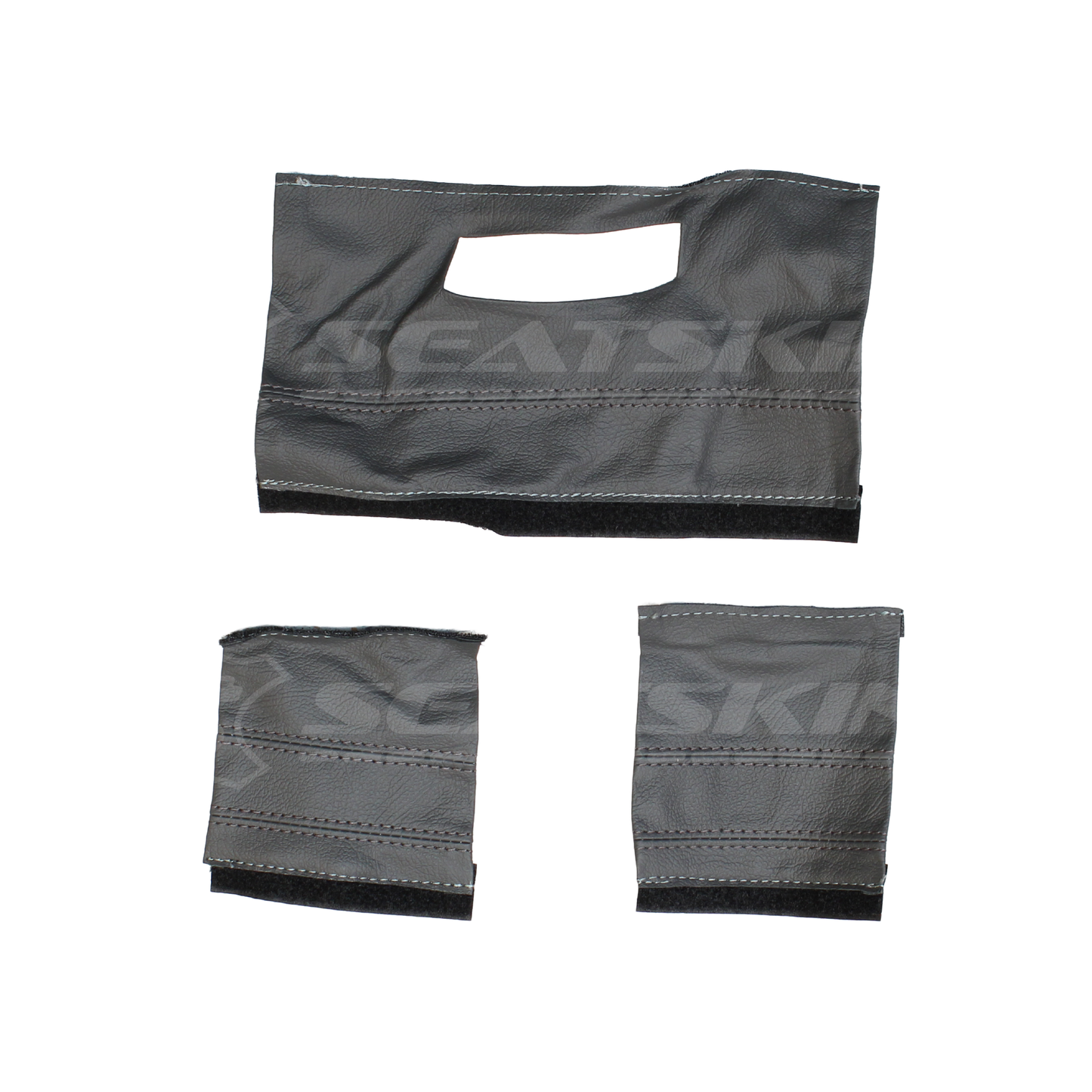 LEATHER SEATS TRIM KIT SKINS FOR SUZUKI JIMNY XL BLACK & GREY LEATHER 2 SEATS