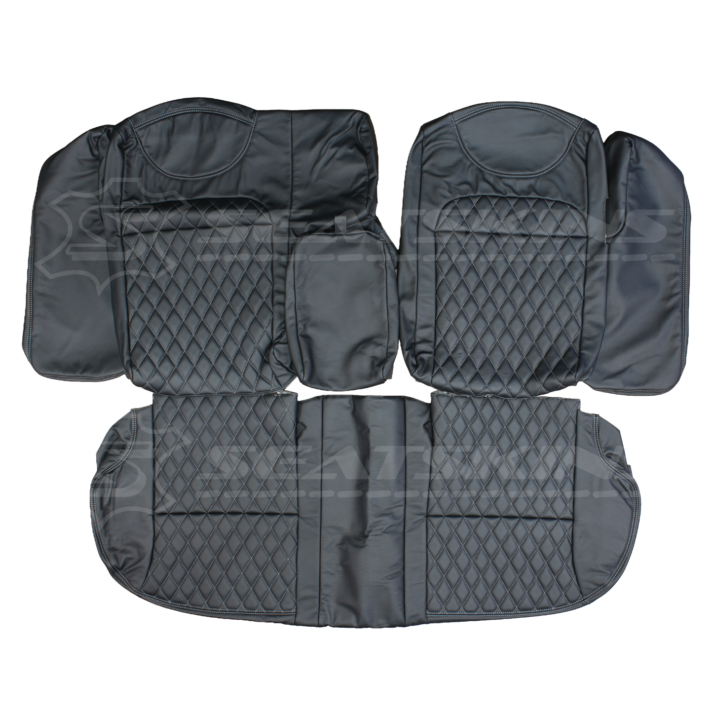 LEATHER SEATS TRIM KIT SKINS FOR FORD AU XR SEDAN SILVER DIAMOND STITCH 5 SEATS