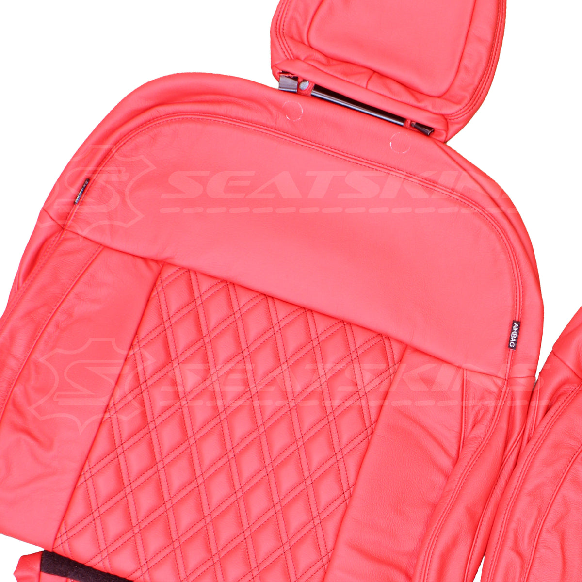 LEATHER SEATS TRIM KIT SKINS FOR KIA PV5 CARGO 2 FRONT SEATS RED DIAMOND STITCH (Copy)