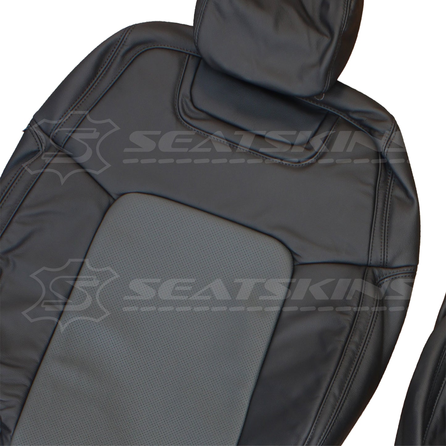 LEATHER SEATS TRIM KIT FOR VE SS SSV 2 SEATS OR UTE ONYX & GREY PERF INSERTS
