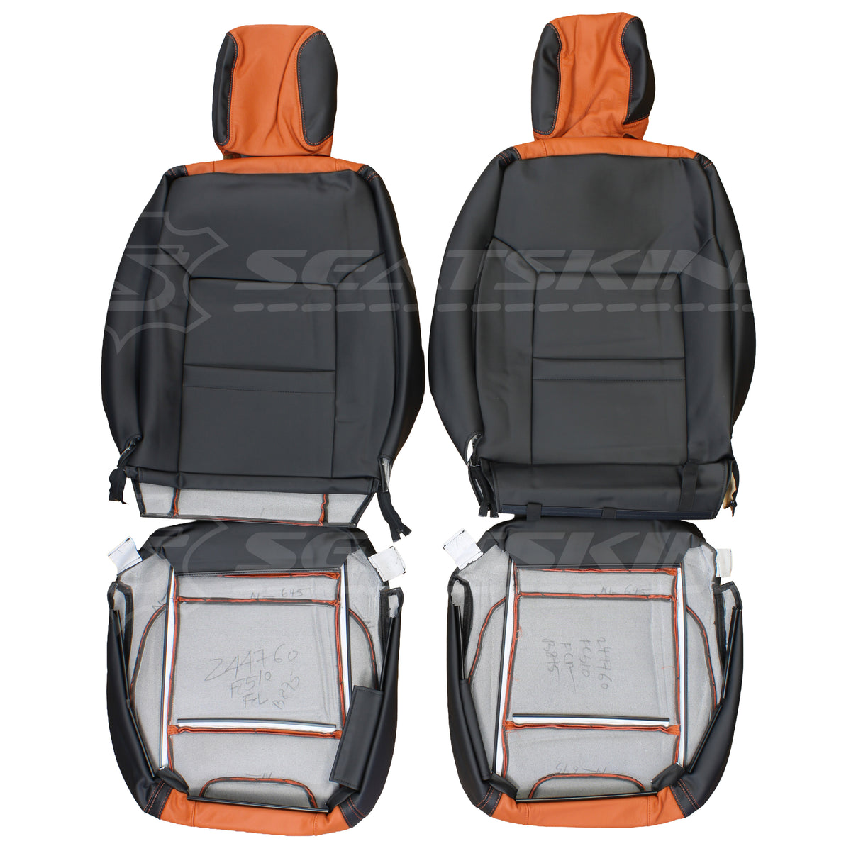 LEATHER SEATS TRIM KIT SKINS FOR FORD RANGER WILDTRAK 5 SEATS TAN/ORANGE