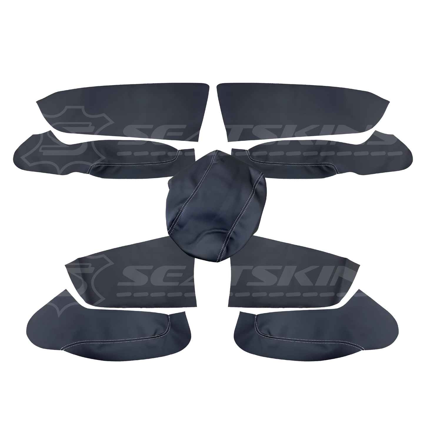 LEATHER SEATS TRIM KIT FOR HOLDEN VY S2/VZ SS CREWMAN ANTHRACITE BLACK & SILVER