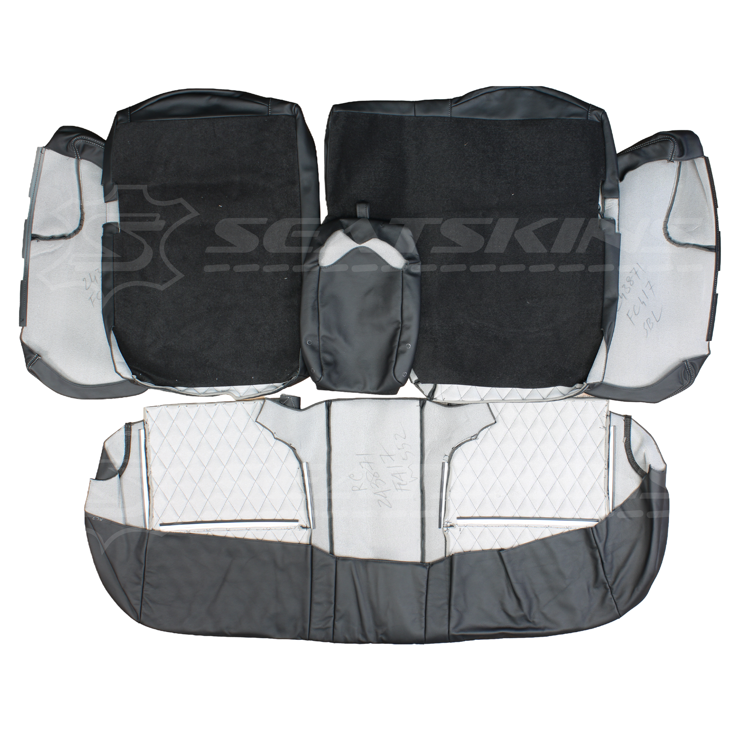 LEATHER SEATS TRIM KIT SKINS FOR FORD AU XR SEDAN SILVER DIAMOND STITCH 5 SEATS