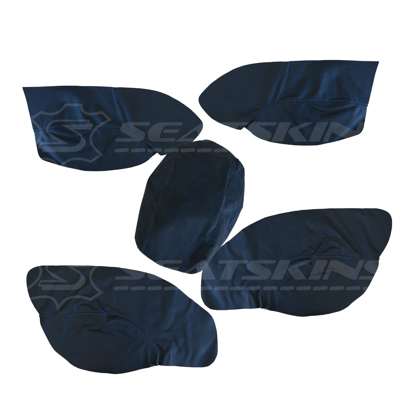 LEATHER SEATS TRIM KIT SKINS FOR FORD/FPV BA/BF FALCON 5 SEATER BLUE GT LOGO