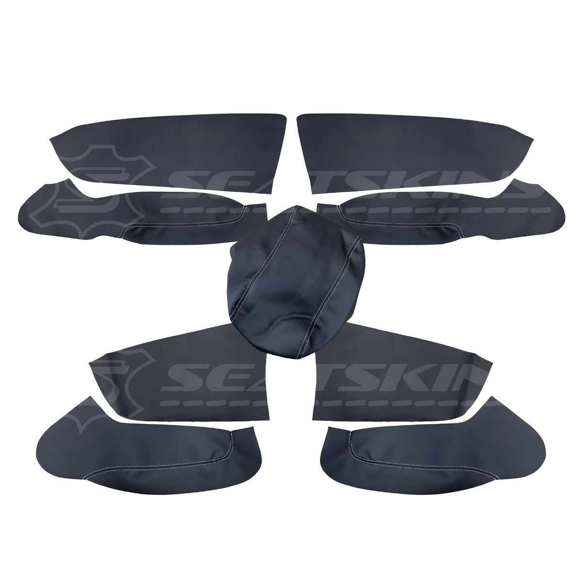 Replacement leather seat trim kit for HOLDEN VY s2/VZ SS cross 8 crewman anthracite silver – product view 5