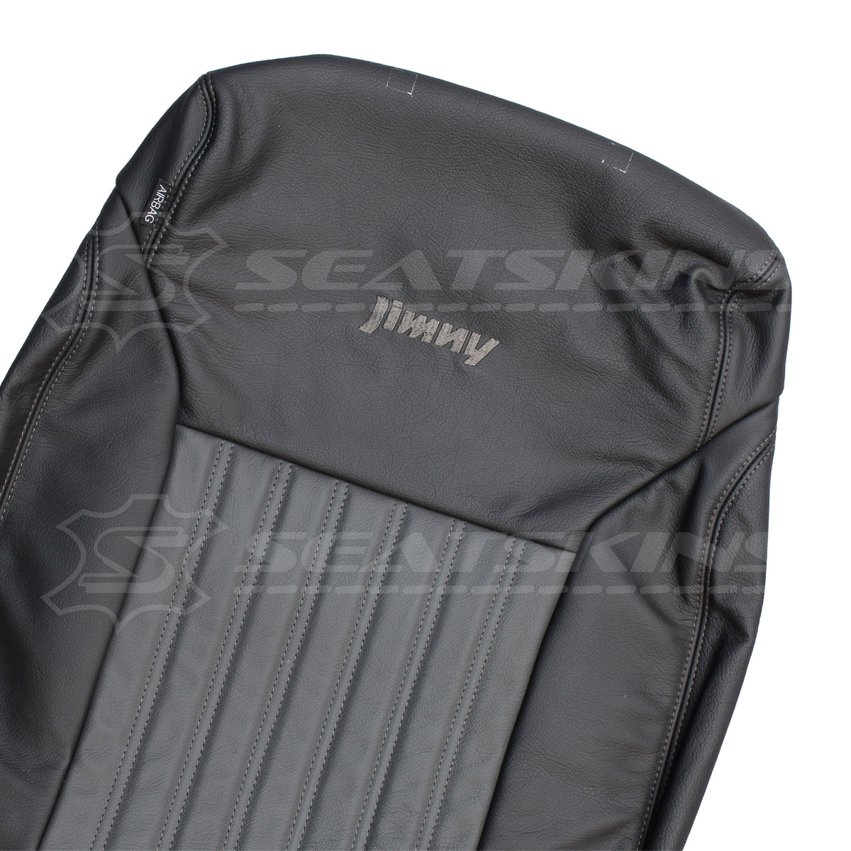 Replacement leather seat trim kit for suzuki jimny xl black & grey leather 2 seats – product view 2