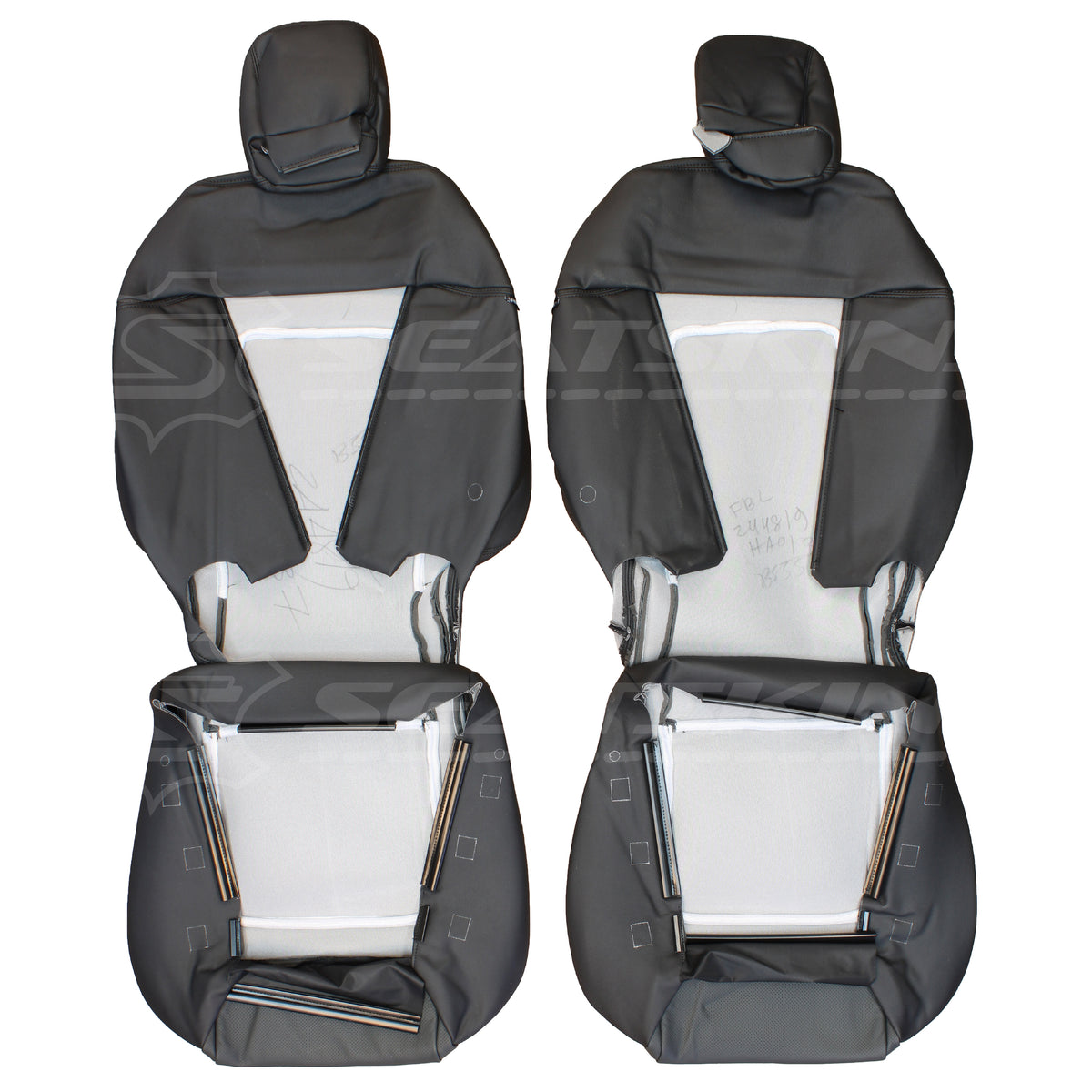 LEATHER SEATS TRIM KIT FOR VE SS SSV 2 SEATS OR UTE ONYX & GREY PERF INSERTS