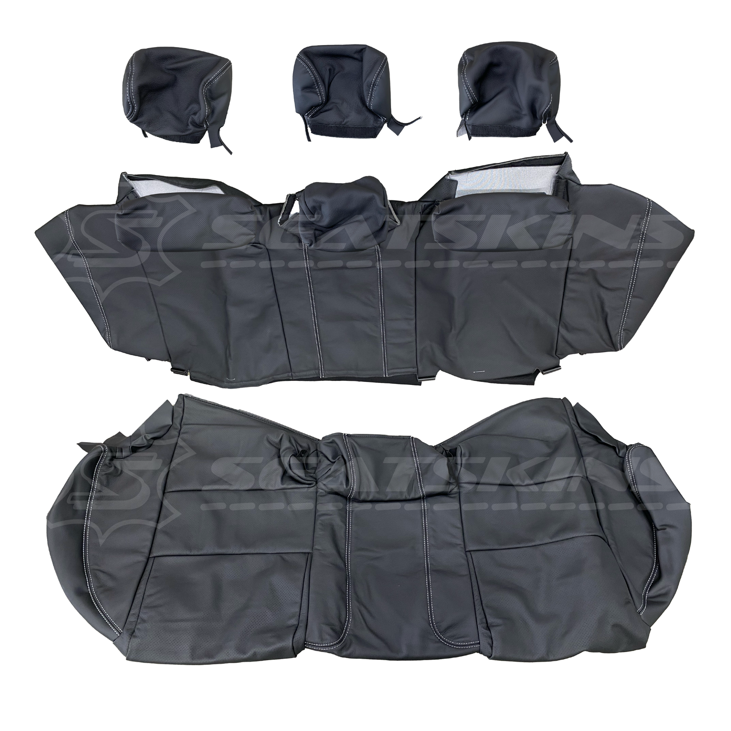 LEATHER SEATS TRIM KIT FOR HOLDEN VY S2/VZ SS CREWMAN ANTHRACITE BLACK & SILVER