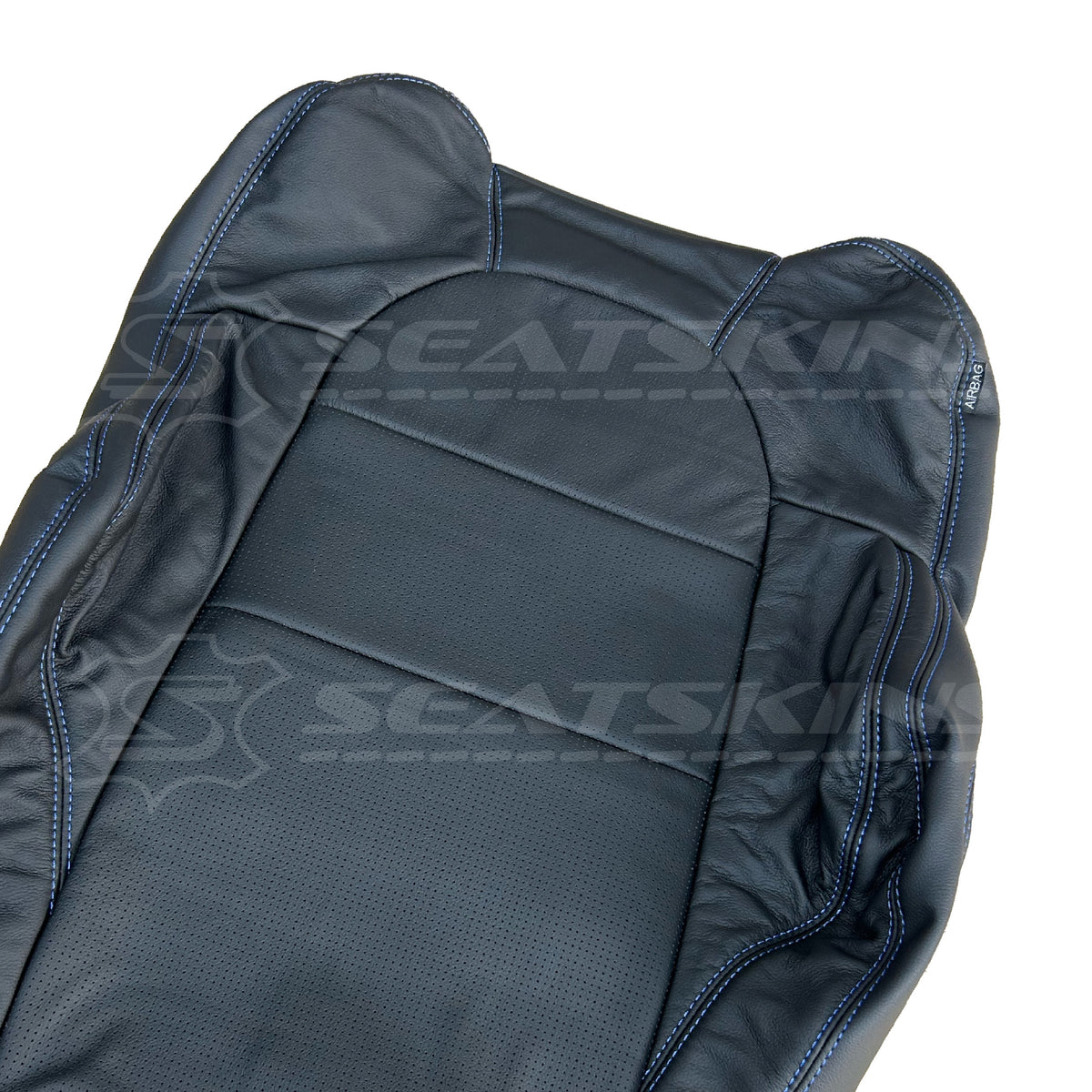 Replacement leather seat trim kit for FORD/fpv ba/bf gtp falcon 5 seater black blue stitch – product view 2