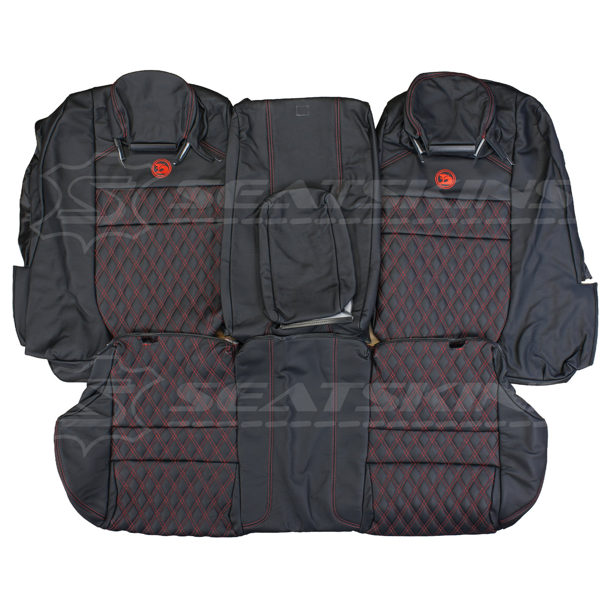 LEATHER SEATS TRIM KIT FOR HSV VZ R8 CLUBSPORT 5 SEATS ANTHRACITE DOUBLE DIAMOND RED