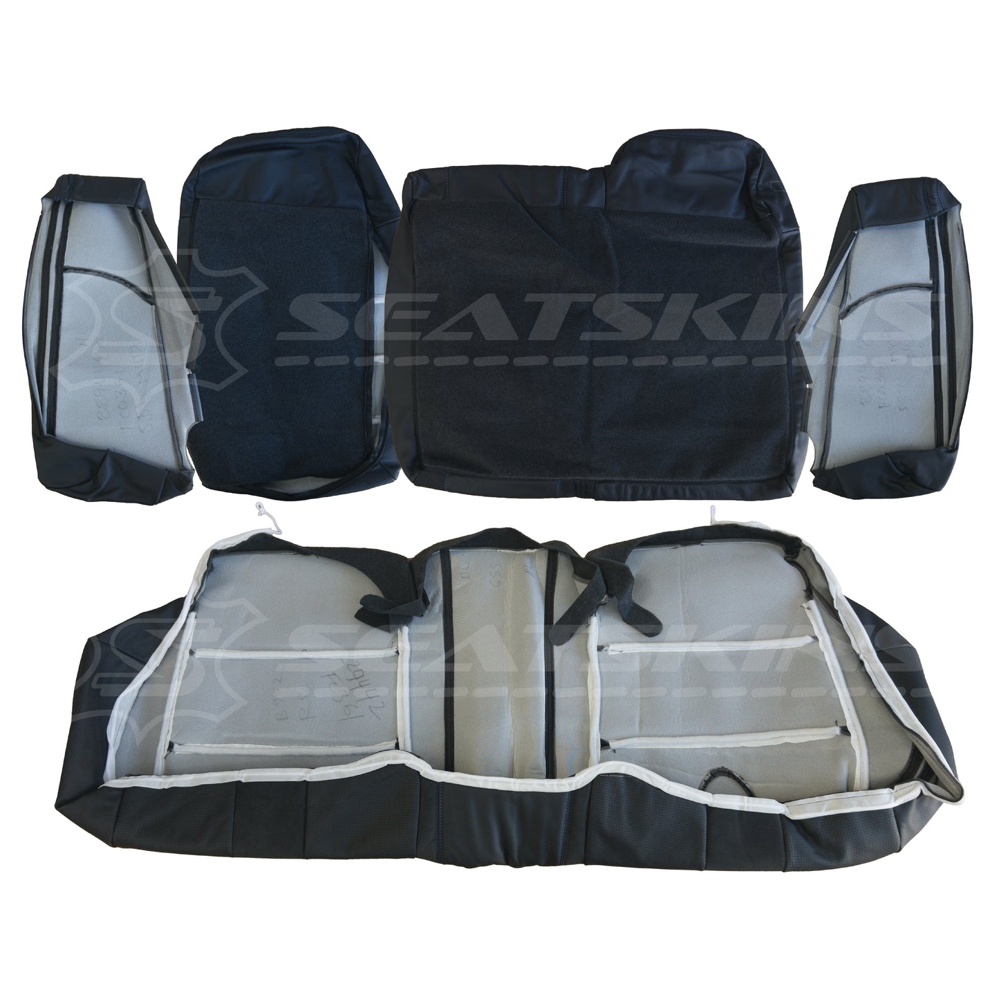 LEATHER SEATS TRIM KIT SKINS FOR FORD/FPV BA/BF FALCON 5 SEATER BLUE GT LOGO