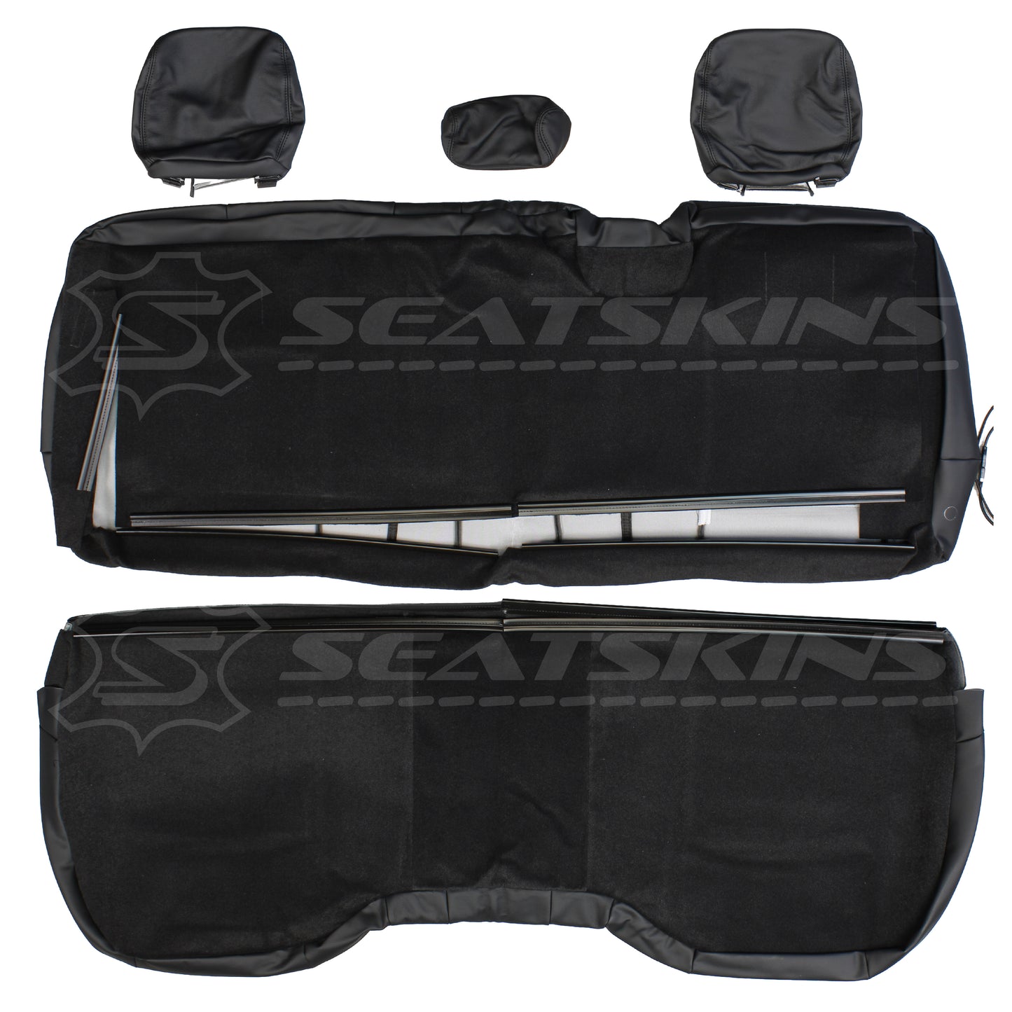 LEATHER SEATS TRIM KIT SKINS FOR RAM CLASSIC 1500 DS BLACK WITH RAM LOGOS