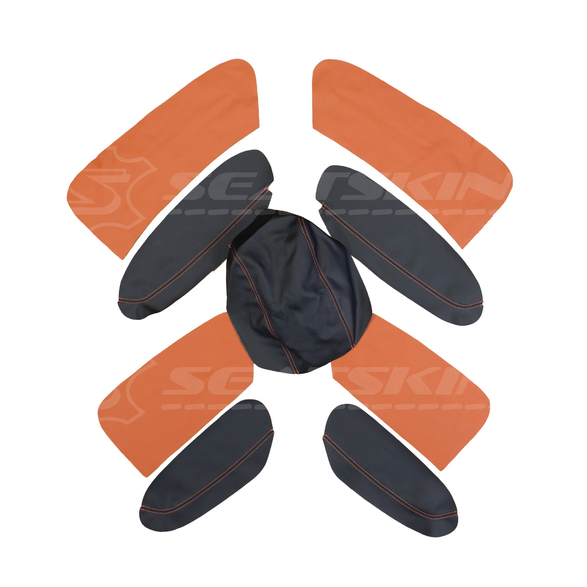 LEATHER SEATS TRIM KIT SKINS FOR FORD RANGER WILDTRAK 5 SEATS TAN/ORANGE