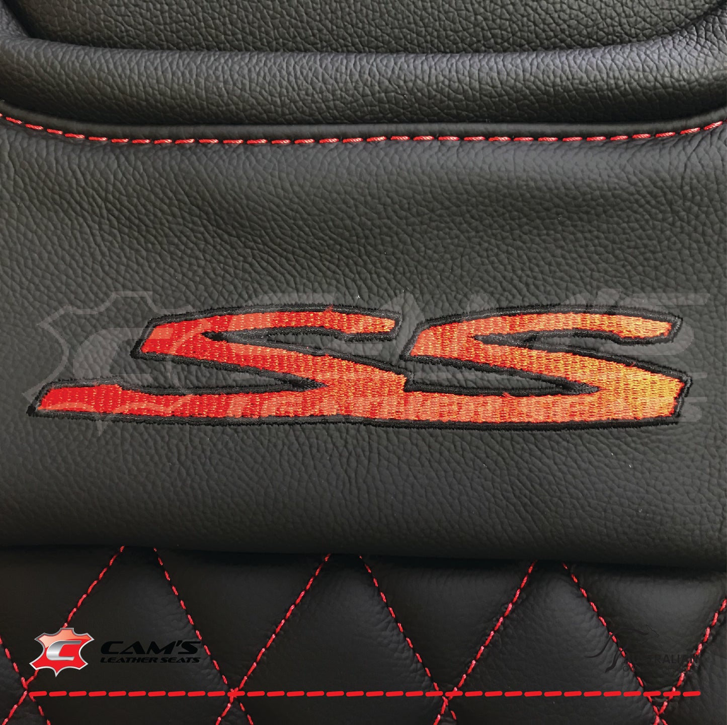 LEATHER SEATS TRIM KIT FOR HOLDEN VE SS UTE ONYX RED DIAMOND STITCH INSERTS