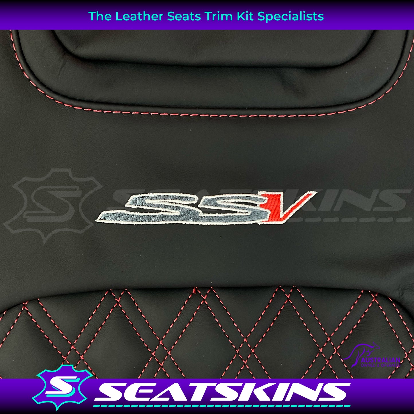 LEATHER SEATS TRIM KIT FOR HOLDEN VE SS SSV UTE ONYX WITH RED STITCHING