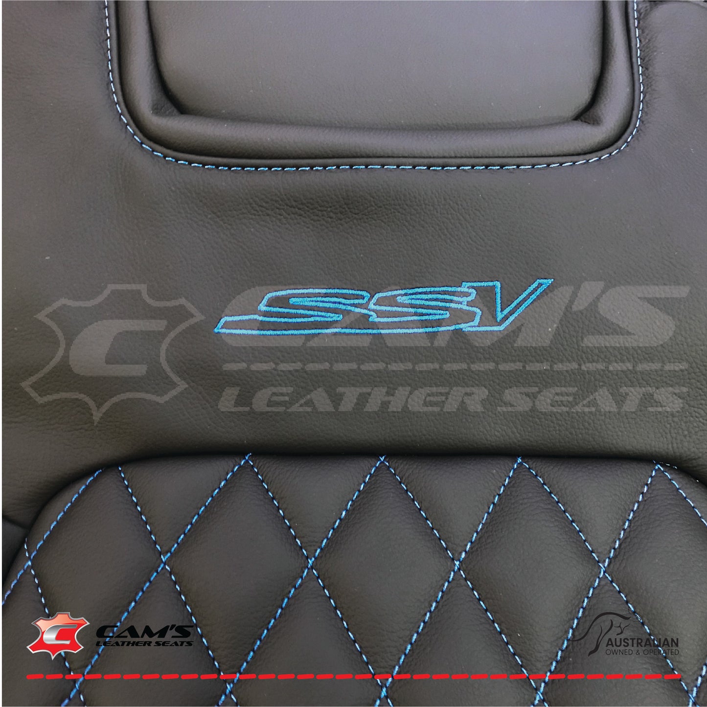 LEATHER SEATS TRIM KIT FOR HOLDEN VE SSV UTE ONYX BLUE DIAMOND STITCH INSERTS