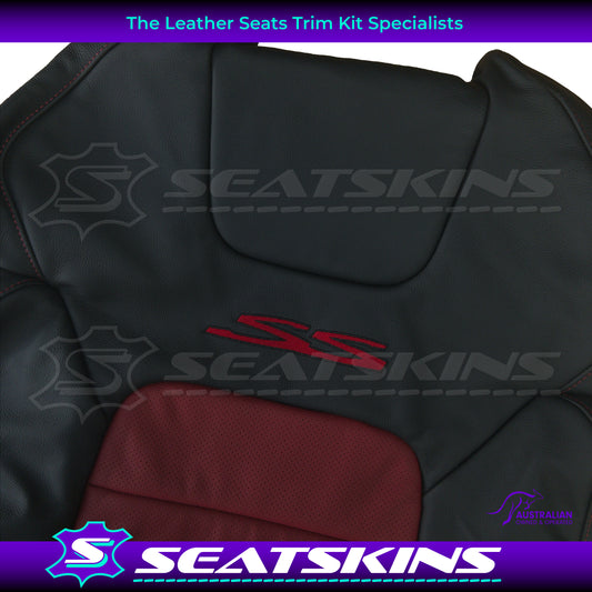 LEATHER SEATS TRIM KIT FOR VE SS SSV GTS STYLE ONYX & RED HOT INSERTS 2 SEATS