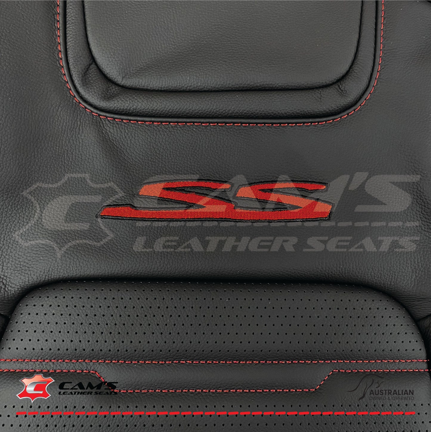 LEATHER SEATS TRIM KIT FOR HOLDEN VE SS UTE ONYX RED SPECIAL STITCH INSERTS