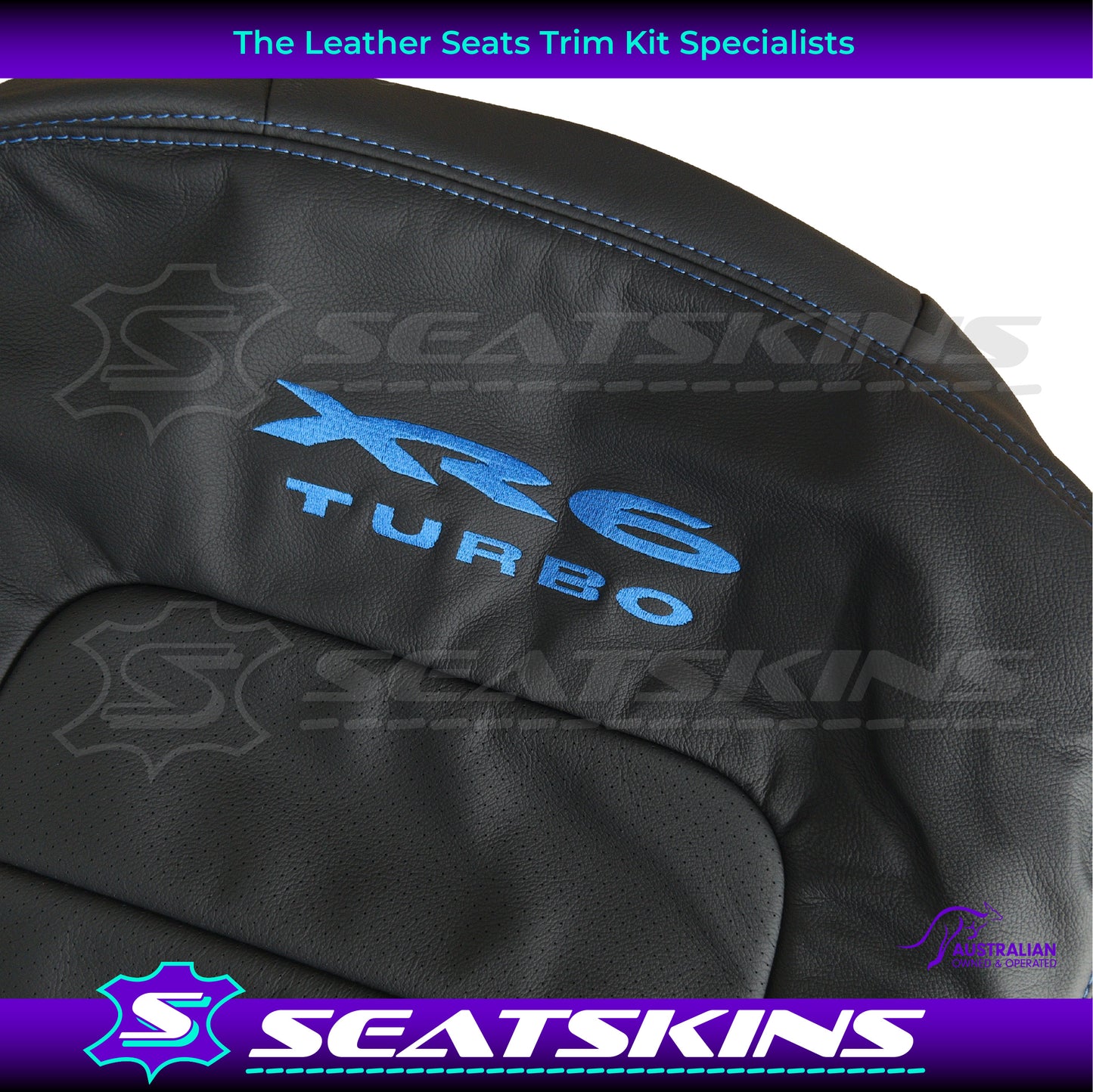 LEATHER SEATS TRIM KIT SKINS FOR FORD BA/BF FALCON BLUE XR6 TURBO LOGO