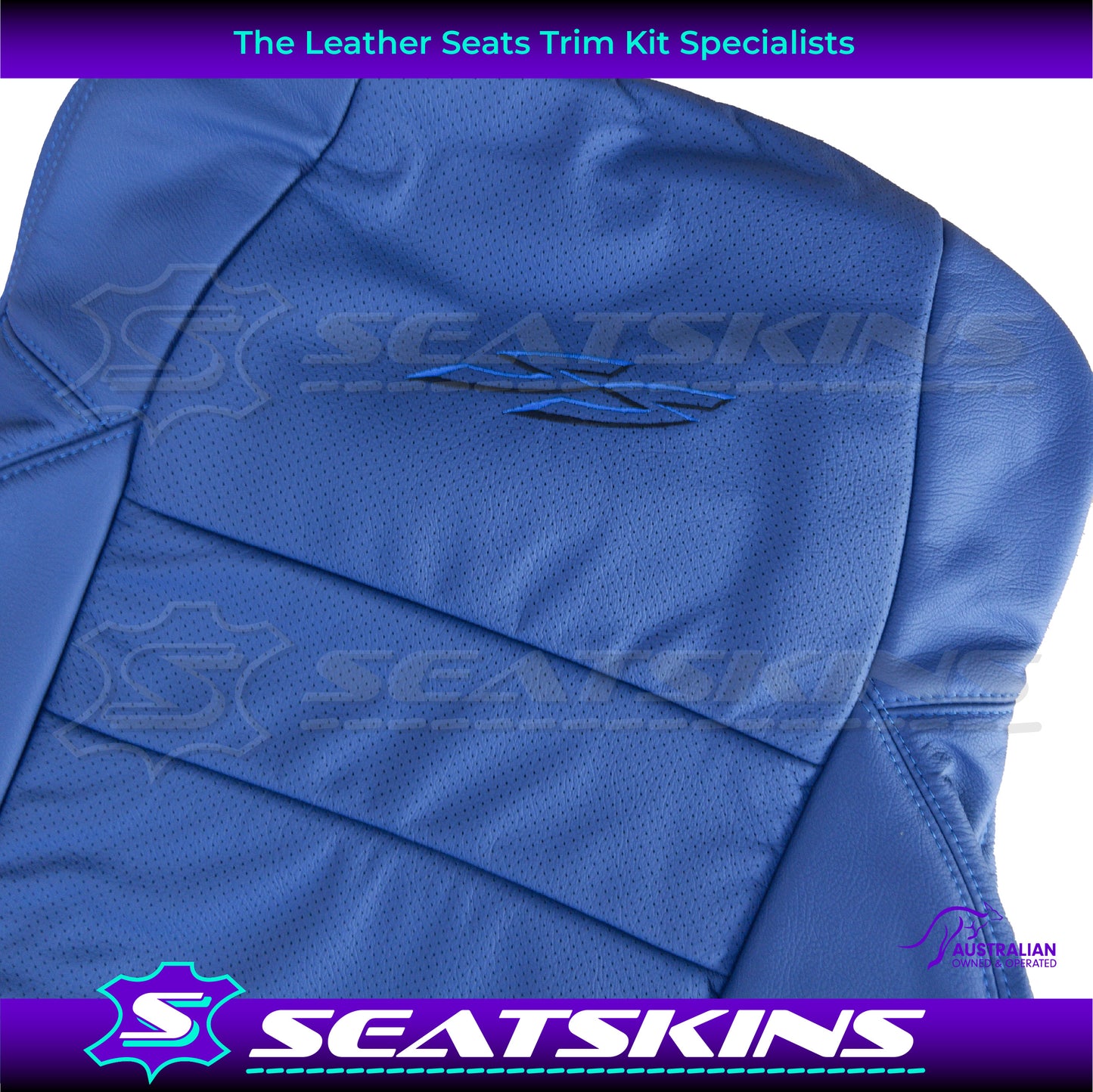 LEATHER SEATS TRIM KIT FOR HOLDEN HSV VY / VZ COULSON 2 SEATS BLUE SS LOGOS