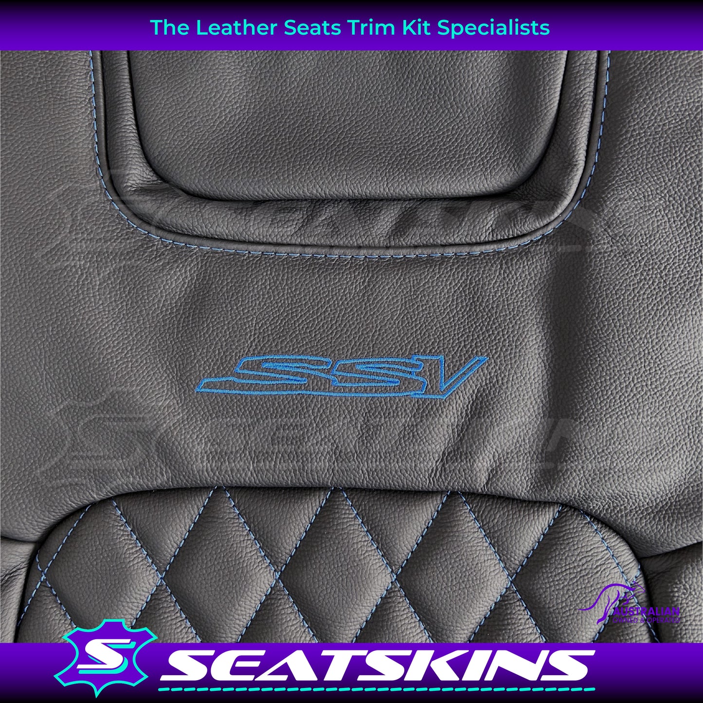 LEATHER SEATS TRIM KIT FOR HOLDEN VE SSV UTE PURPLE DIAMOND STITCH SSV LOGO