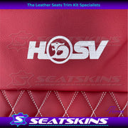 LEATHER SEATS TRIM KIT FOR 2 SEATS HSV COULSON RED LEATHER WHITE DIAMOND STITCH