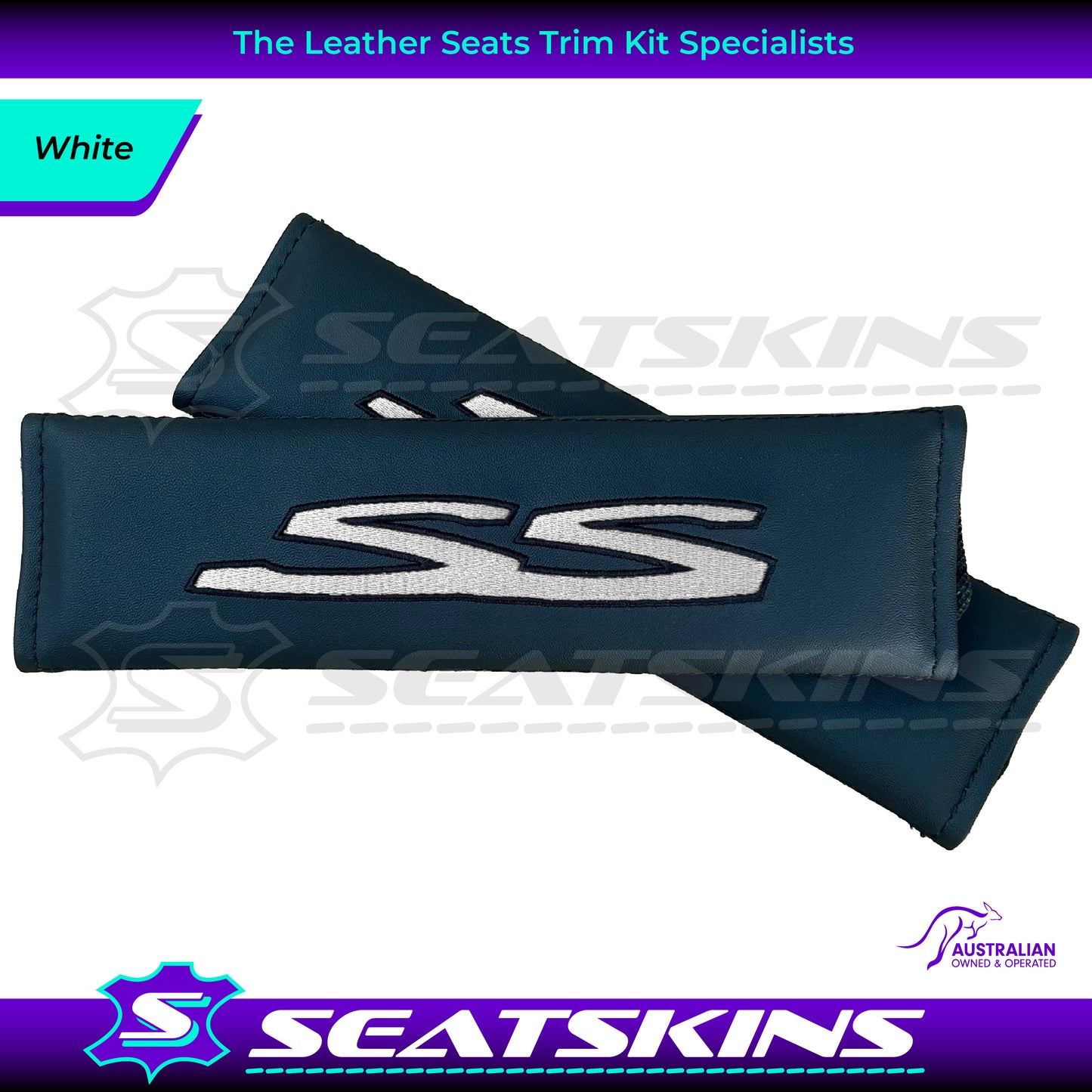 SEATBELT SHOULDER PADS  FOR HOLDEN VE SS LOGO EMBROIDERED CHOOSE COLOUR