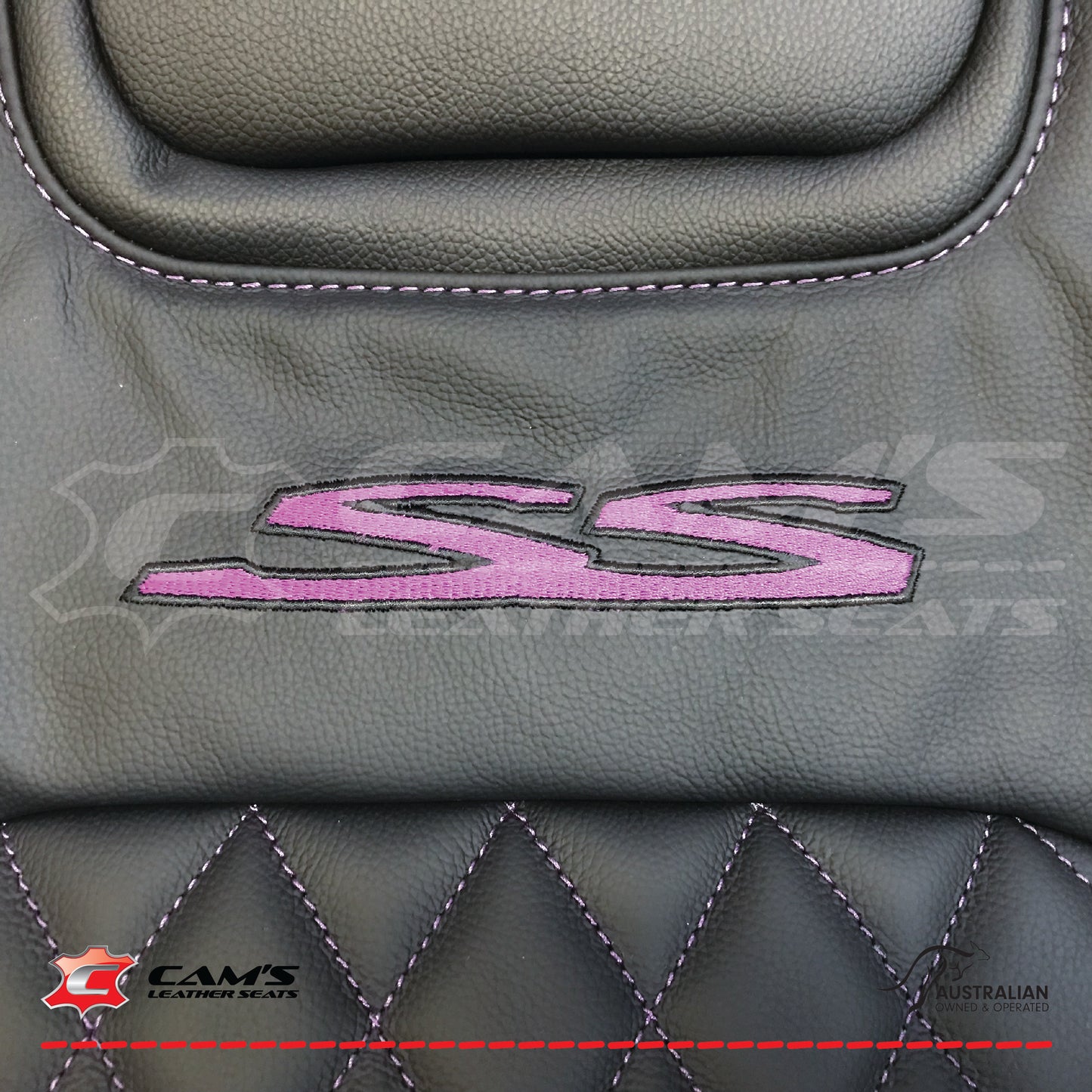 LEATHER SEATS TRIM KIT FOR HOLDEN VE SS UTE BLACK WITH PURPLE STITCHING