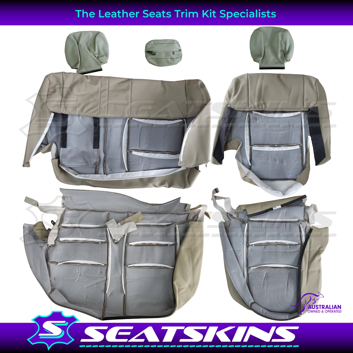 LEATHER SEATS TRIM KIT FOR TOYOTA LANDCRUISER 100 SERIES SAHARA BEIGE 5 SEATS