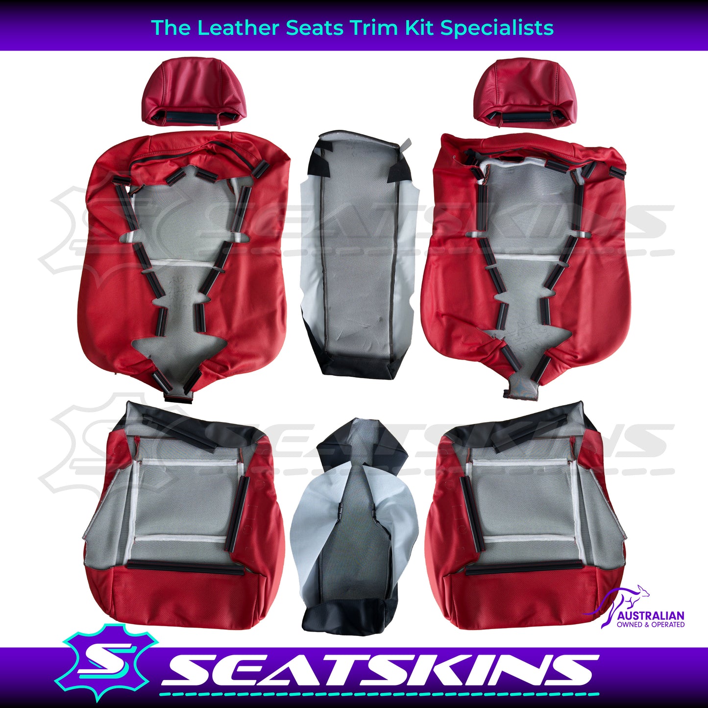 LEATHER SEATS TRIM KIT SKINS FOR HOLDEN VX MONARO DIY INSTALL RED HOT
