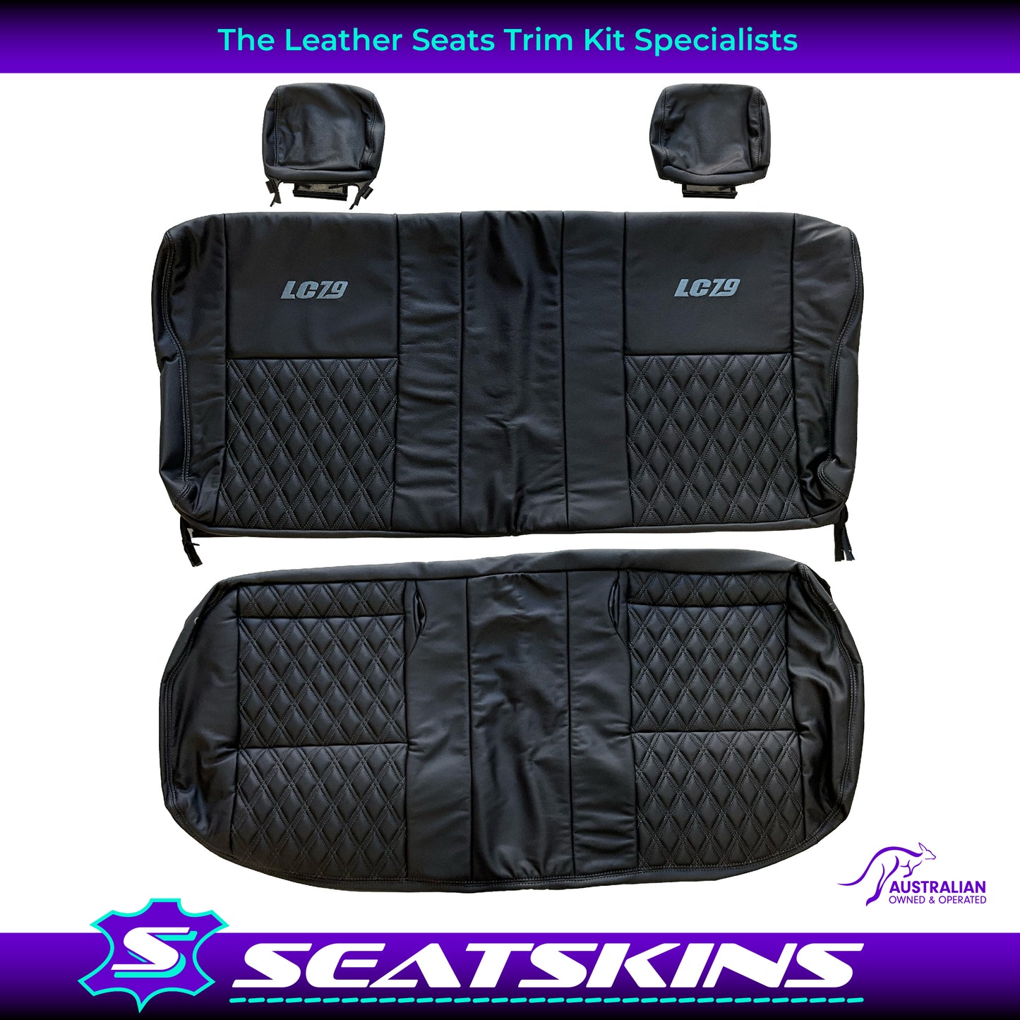 LEATHER SEATS TRIM KIT FOR TOYOTA LANDCRUISER 79 SERIES BLACK CUSTOM STITCH