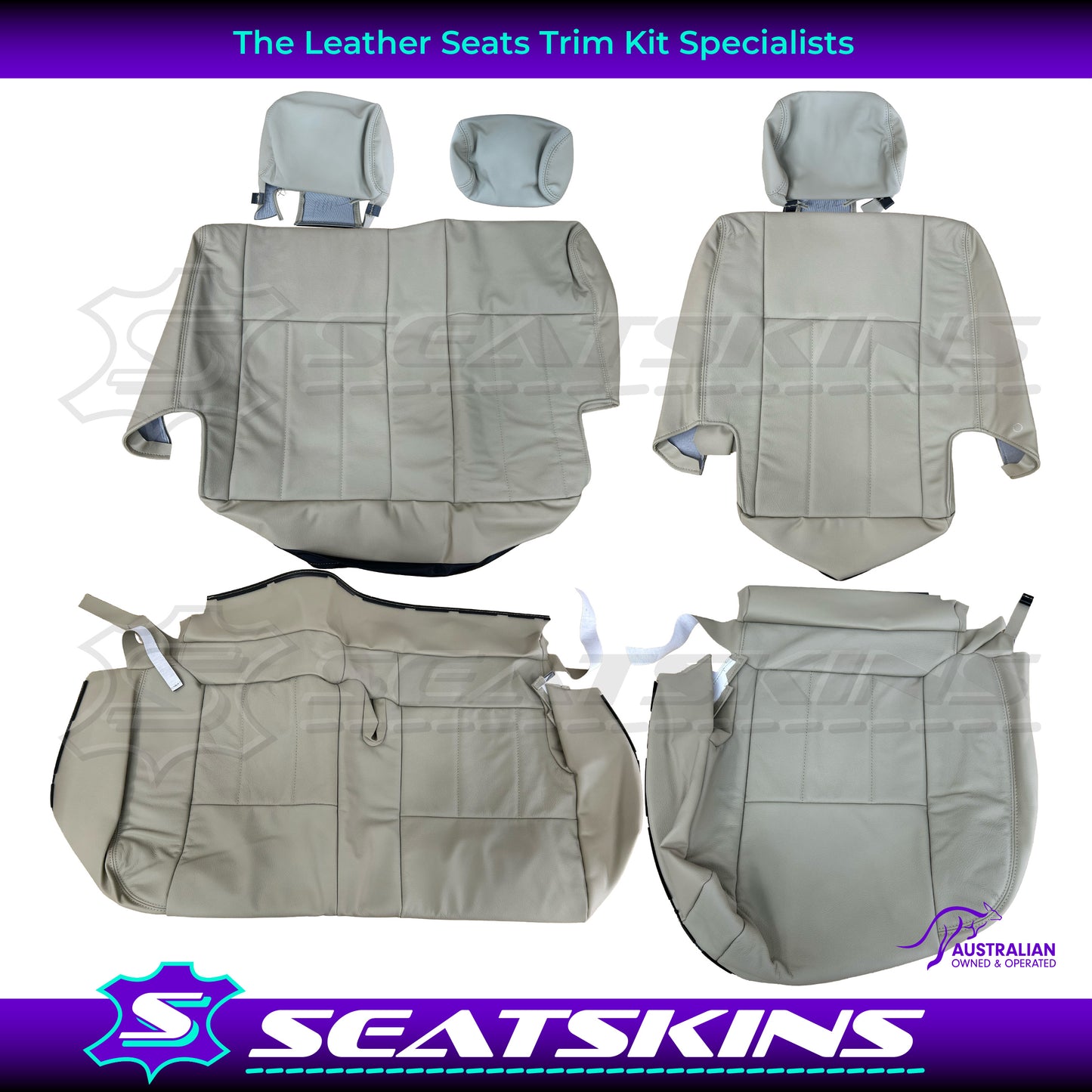LEATHER SEATS TRIM KIT FOR TOYOTA 100 SERIES LIGHT BEIGE 5 SEATS GX/GXL