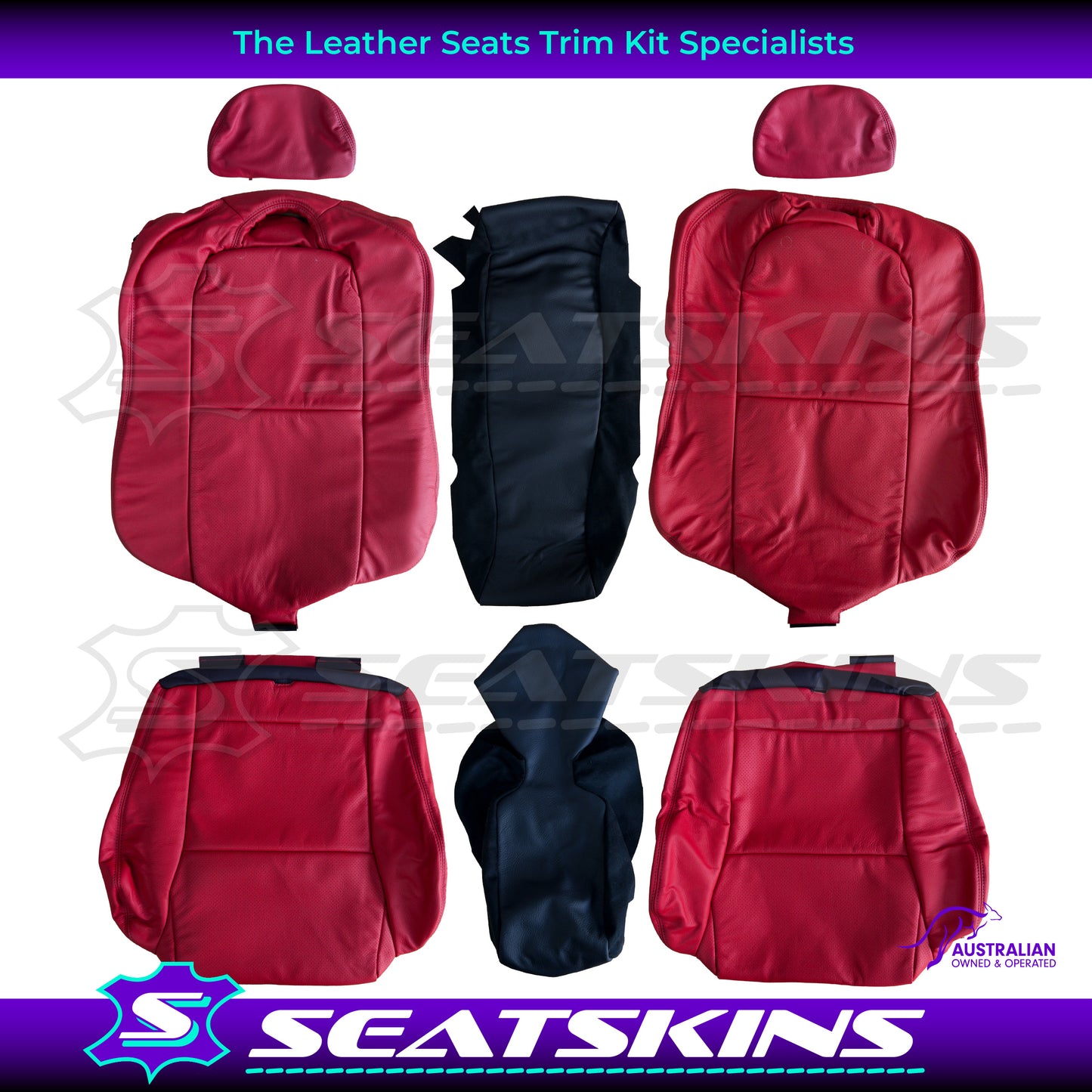 LEATHER SEATS TRIM KIT SKINS FOR HOLDEN VX MONARO DIY INSTALL RED HOT