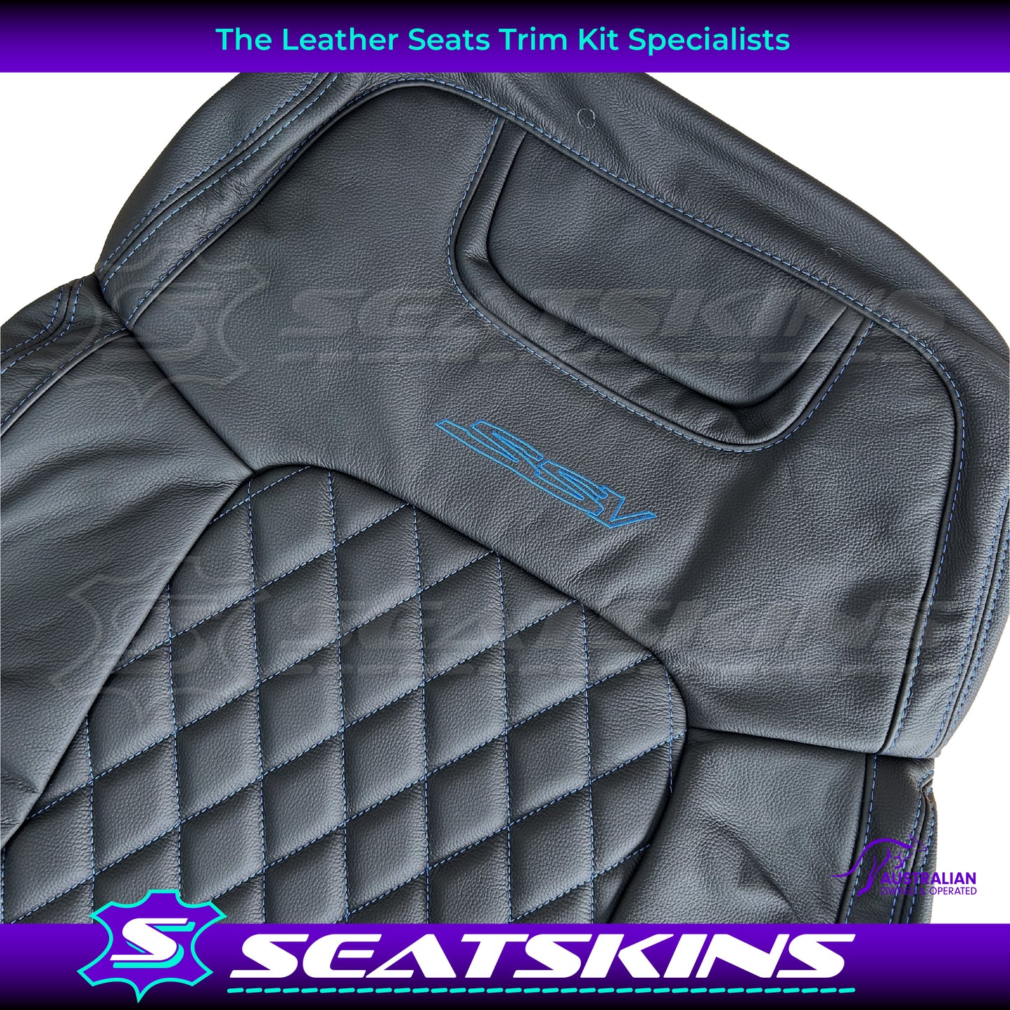 LEATHER SEATS TRIM KIT FOR HOLDEN VE SSV UTE PURPLE DIAMOND STITCH SSV LOGO