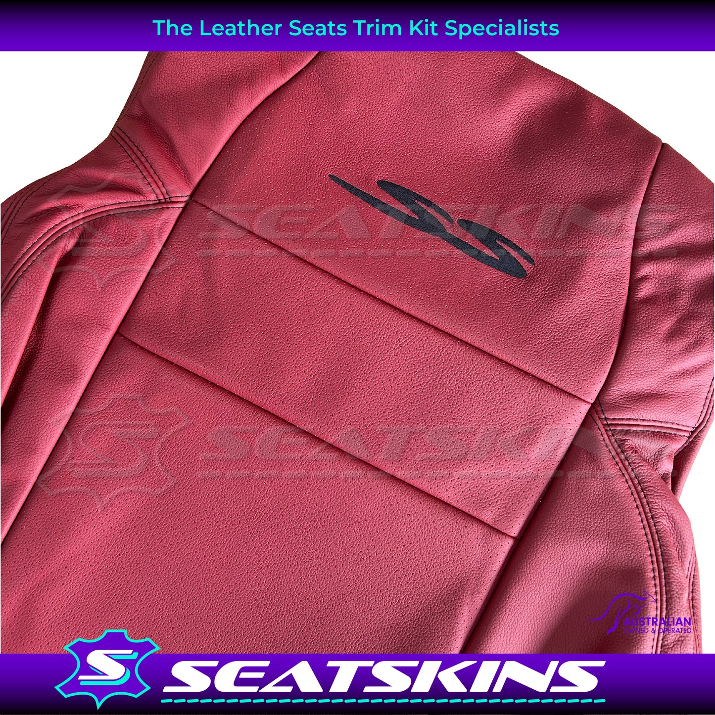 LEATHER SEATS TRIM KIT FOR HSV COULSON 2 SEATER VT/VX RED LEATHER BLACK SS LOGO