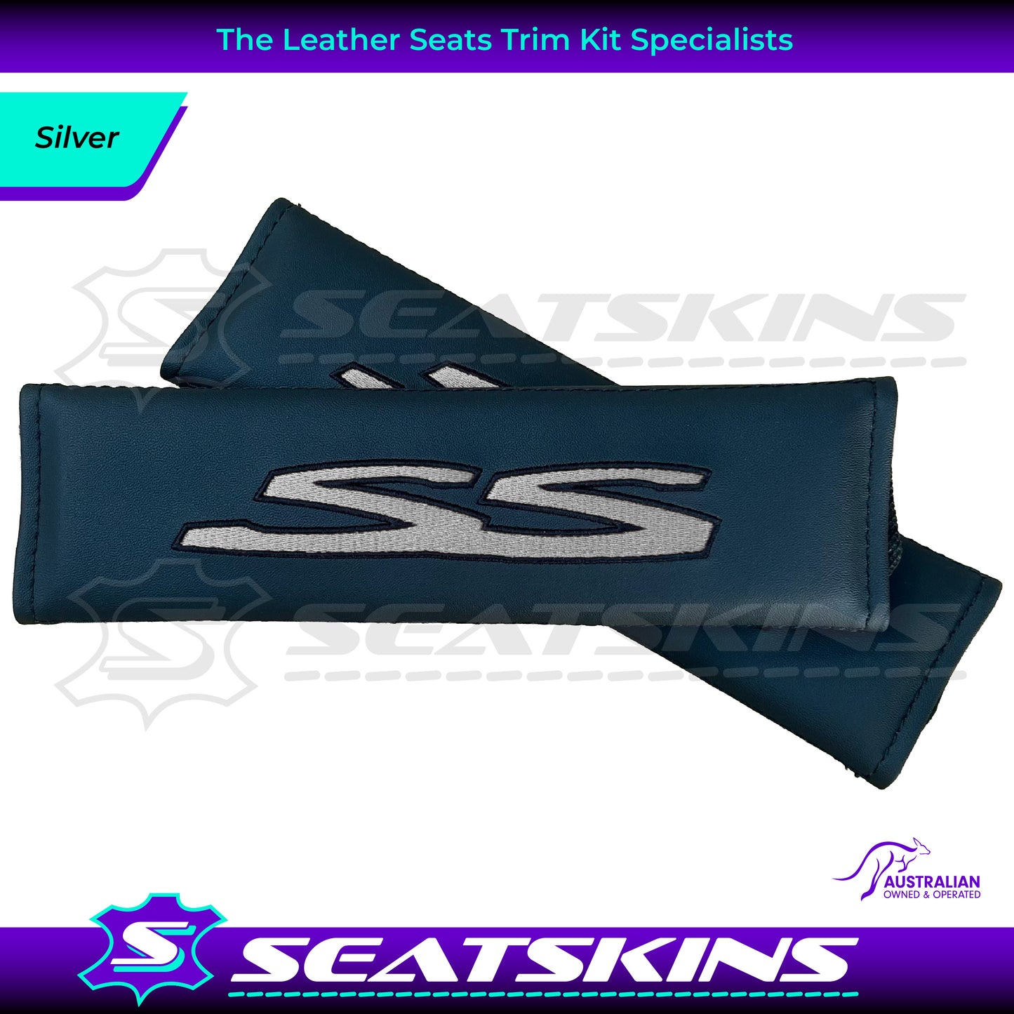 SEATBELT SHOULDER PADS  FOR HOLDEN VE SS LOGO EMBROIDERED CHOOSE COLOUR