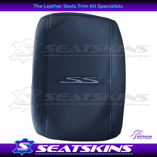 CONSOLE COVER FOR HOLDEN VE/VF ONYX BLACK LOW SHAPE GREY SS LOGO BLACK STITCHING